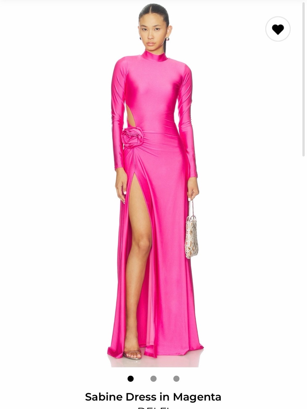 DELFI Sabine Dress Hot Pink Magenta Long Sleeve Maxi Small Revolve